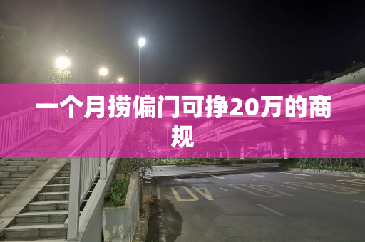 一个月捞偏门可挣20万的商规