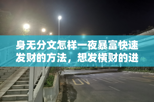 身无分文怎样一夜暴富快速发财的方法，想发横财的进来！