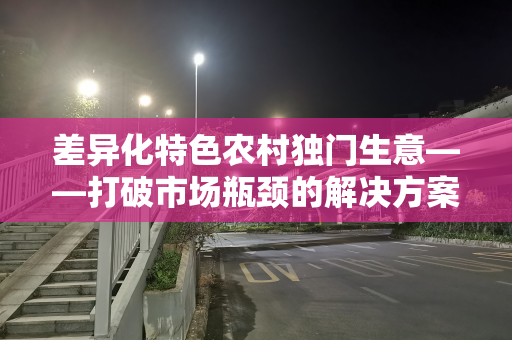 差异化特色农村独门生意——打破市场瓶颈的解决方案