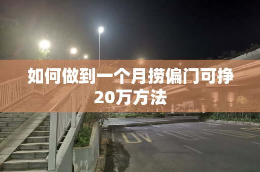 如何做到一个月捞偏门可挣20万方法